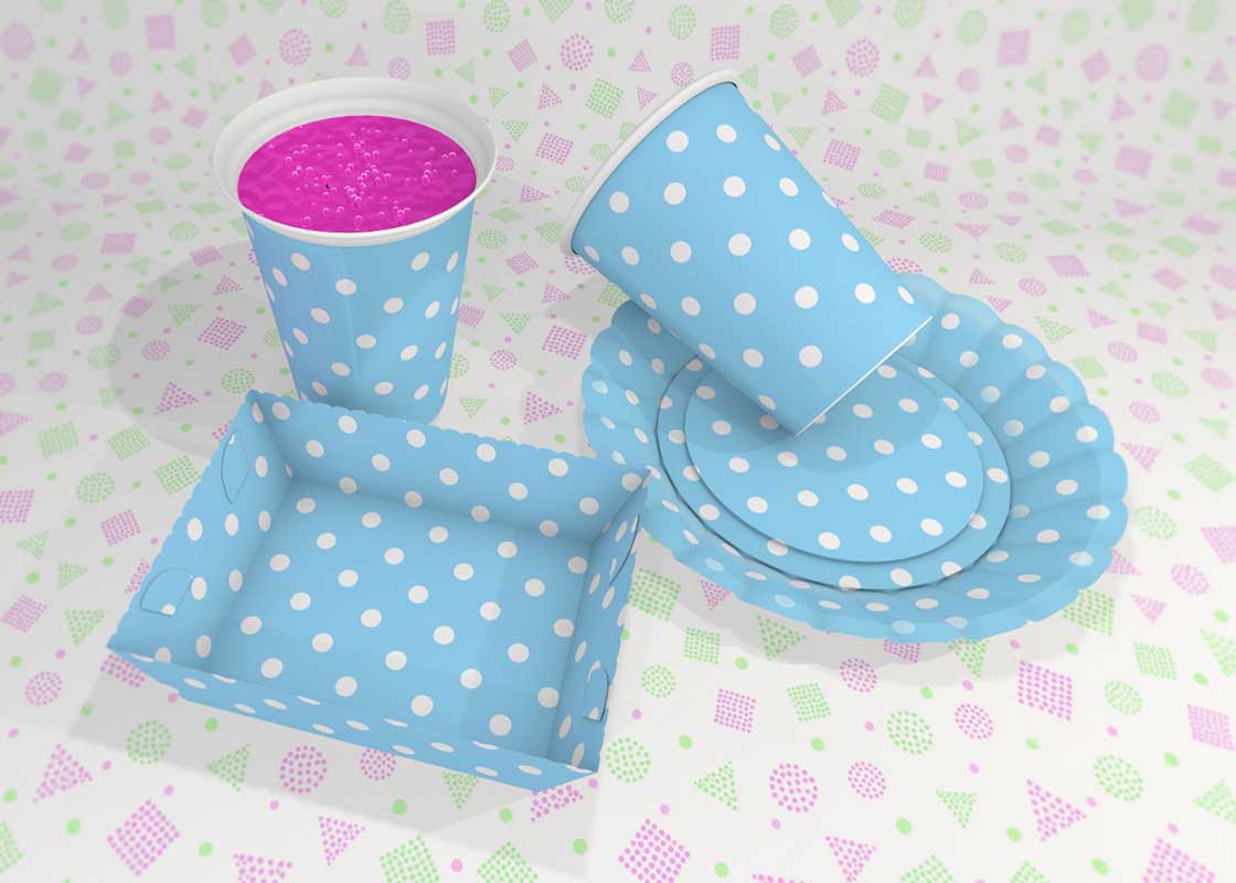 Decoraci贸n Fiesta Polka Celeste